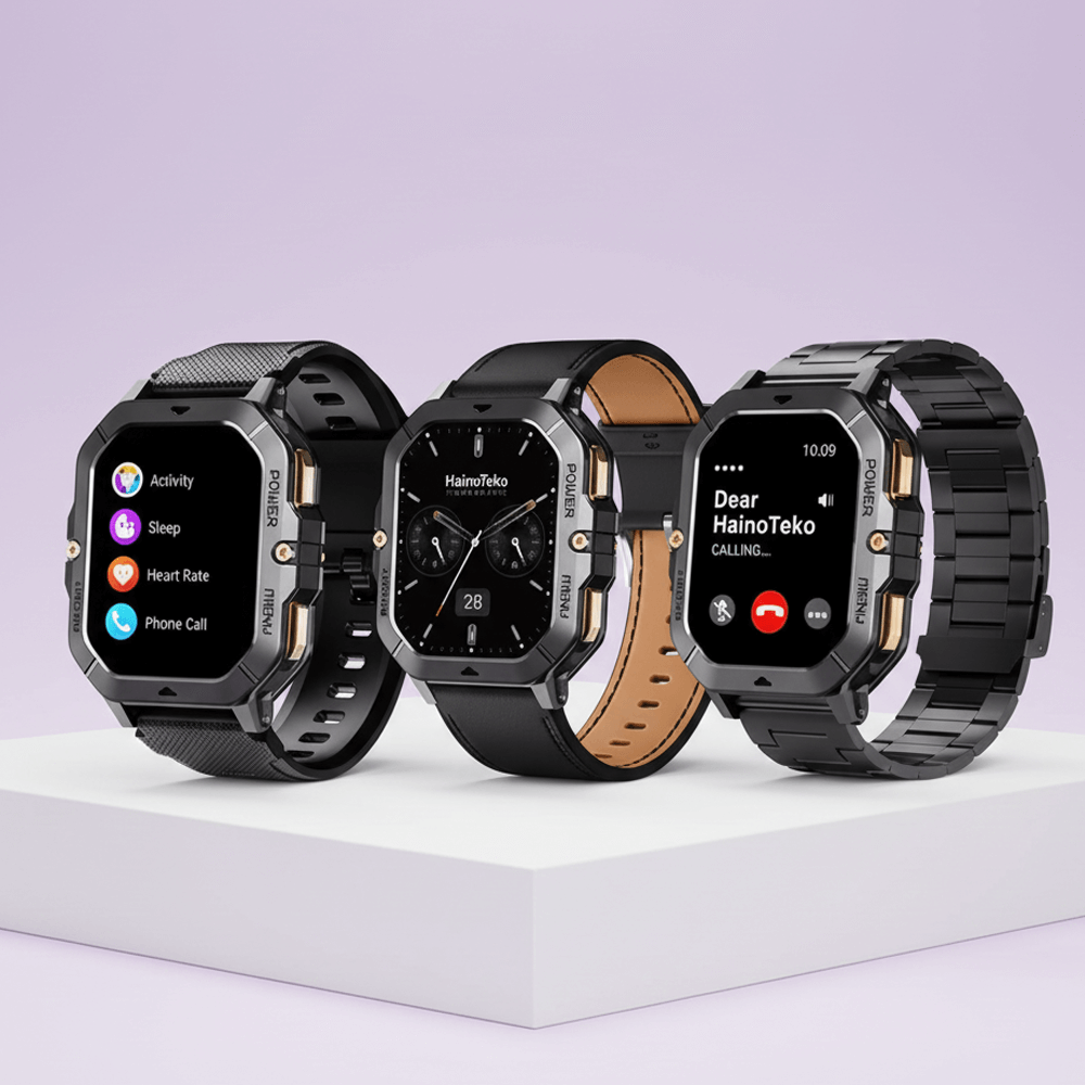 Haino Teko Germany SQ-18 Waterproof Smart Watch, BT Call * 3 Pairs Strap HD IPS AMOLED.