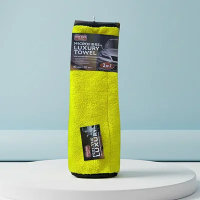 Auto Clean Microfibre Luxury Towel, Yellow, 2 in 1, Car and Home Cleaning, 45 cm x 38 cm ( Per Pic )