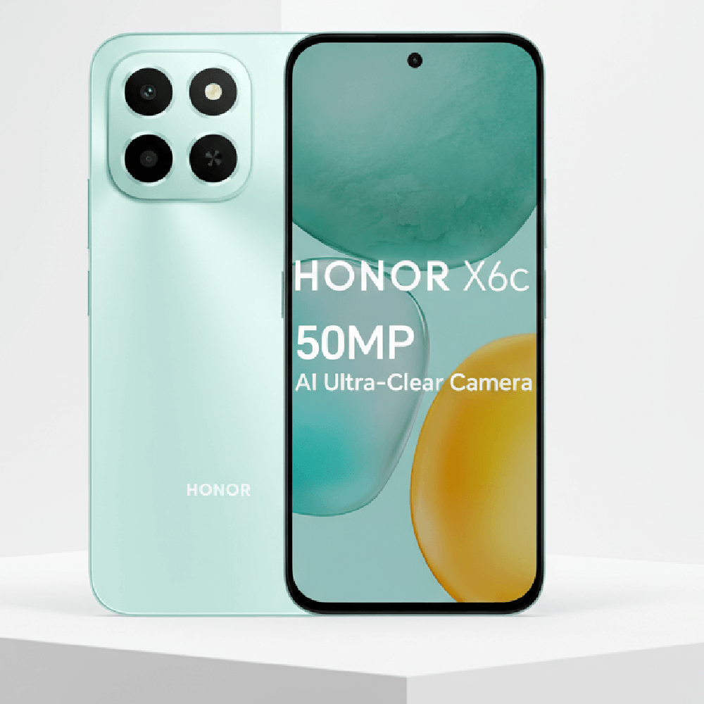 HONOR X6c Smartphone 6GB RAM 128GB ROM, 6.61″ 120Hz Display, 50MP Camera, 35W Fast Charging, Dual SIM, Ocean Cyan – UAE Version