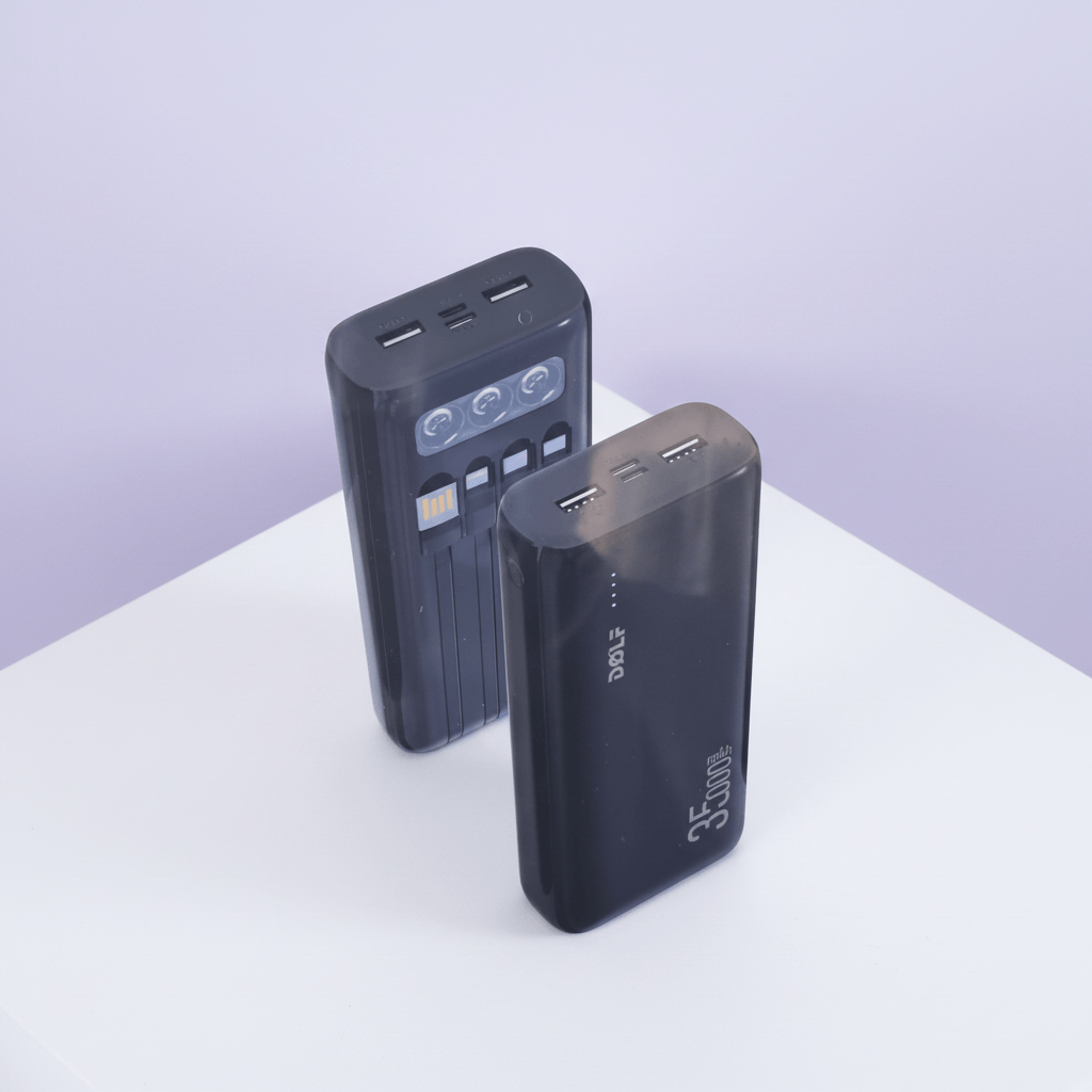 DOLF California Power Bank 35000mAh, Model DFP39, with Strong LED Light, 4-in-1 Cable, 2.4A, Smart Chip