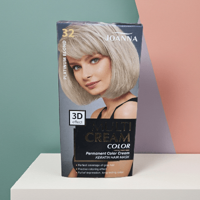 Joanna Multi Cream Color Permanent Hair Dye, Shade 32 Platinum Blond, 3D Effect, with Keratin Hair Mask