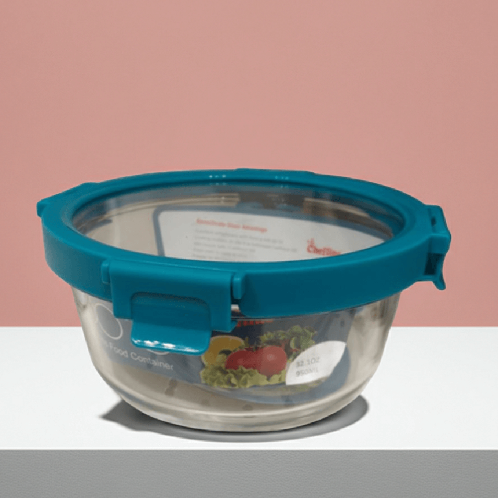 “Durable Glass Tiffin Box Food Container, – 32.10 oz (950 mL) Leak-Proof Design”