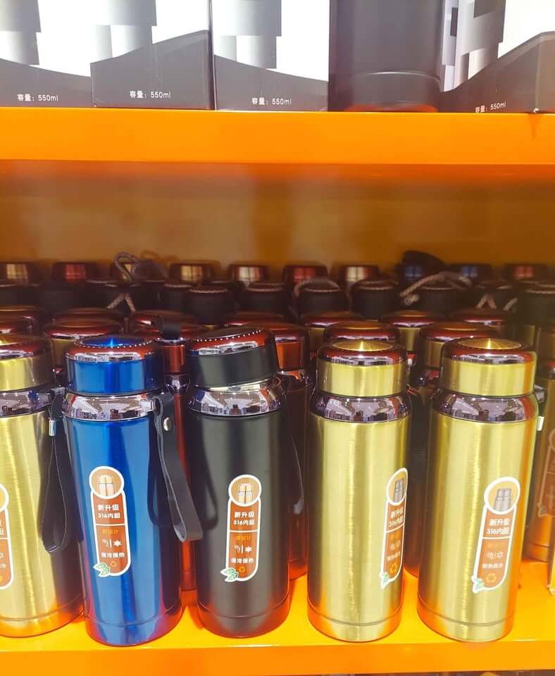 Flask Water Bottles available, ideal for hydration on-the-go. Dura