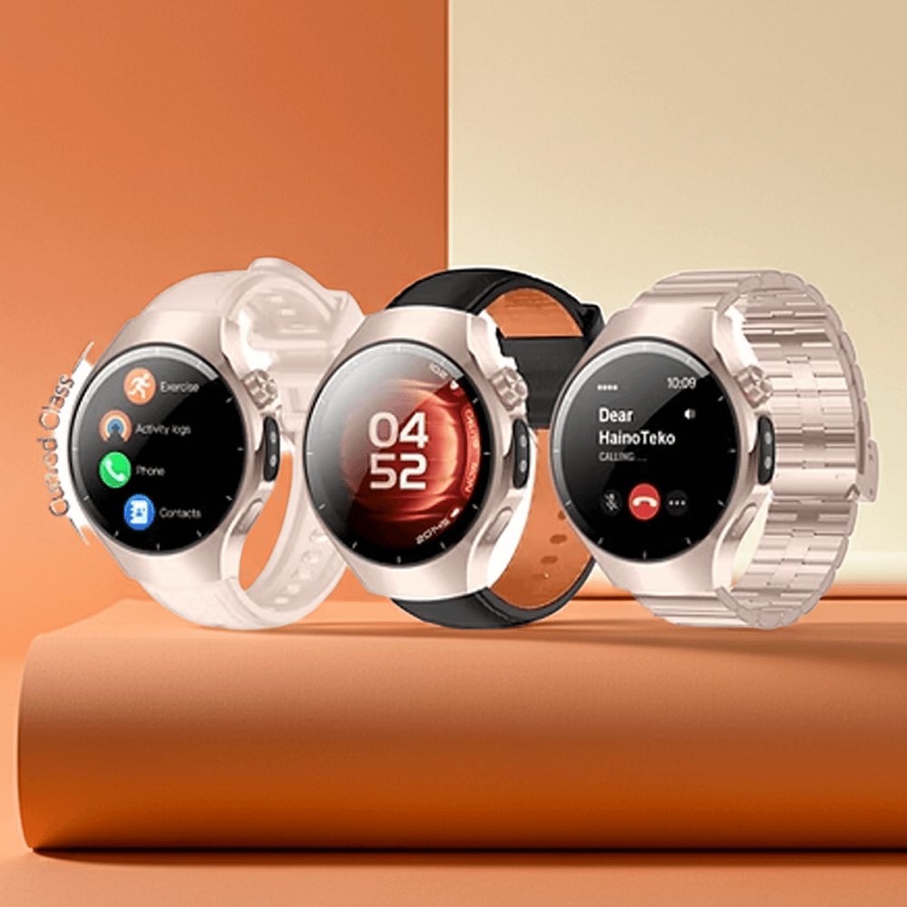 Haino Teko Germany mini RW-74 Smartwatch, Waterproof BT Call * 3 Pairs Strap AMOLED With Torch.