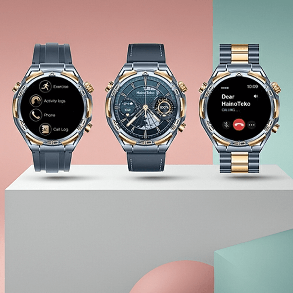 Haino Teko Germany RW-69 Smartwatch, Waterproof BT Call * 3 Pairs Strap Built-in 1 GB,