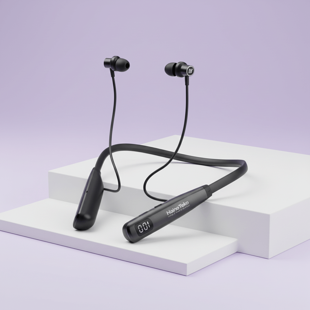 Haino Teko Germany HN 80 Wireless Bluetooth Neckband Earphone, with Microphone, HD Stereo Sound, Comfortable Fit for Android iOS Devices