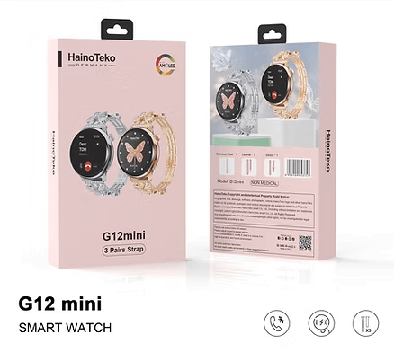 Smart Watch For Ladies Haino Teko Germany G12mini 3 Pairs Strap HD IPS AMOLED (1)