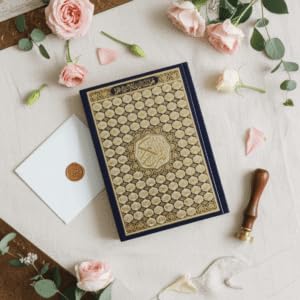 Arabic Quran Arabic Quran Al Quran Al Kareem with Decorative Gold Pattern Cover, Navy Blue Hardcover, Islamic Holy Book القرآن العربي القرآن الكريم (Size 14x20cm)