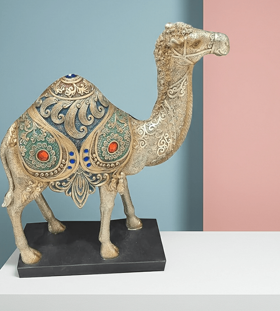 Camael Ceramic toys fore home Furniture (Size 25.5×8.5) Camel Figurine, Ornate Gold and Turquoise Desig Camael Ceramic toys fore home Furniture (Size 25.5×8.5) Camel Figurine, Ornate Gold and Turquoise Design, Standing Sculpture with Base