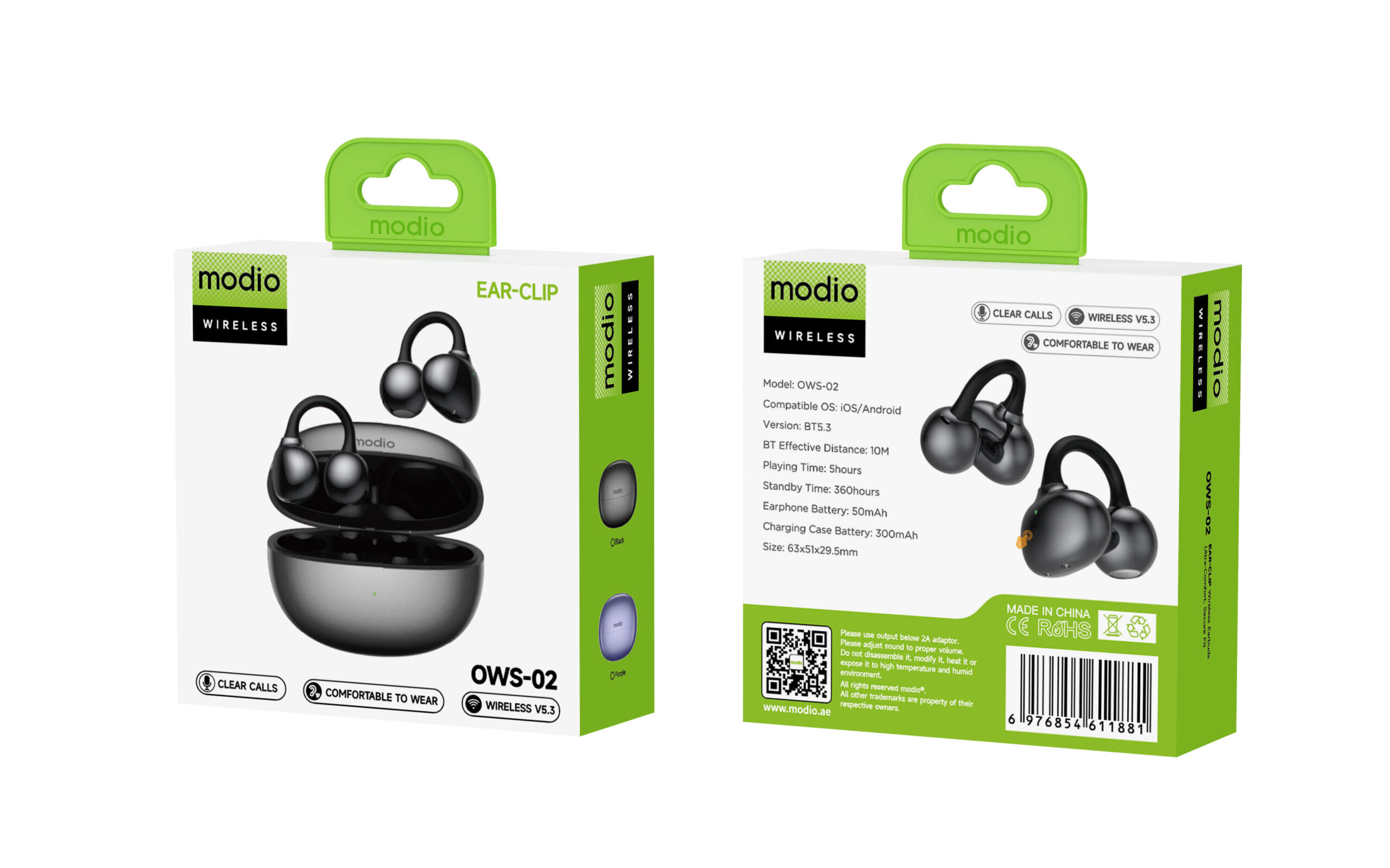 Modio Ows-02 Wireless V5.4 Bluetooth Headphone,