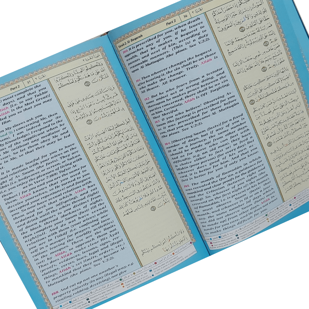 Rainbow Quran Arabic to English Translation, Rainbow Quran A5 with English Translation, Color-Coded Tajweed Quran Book