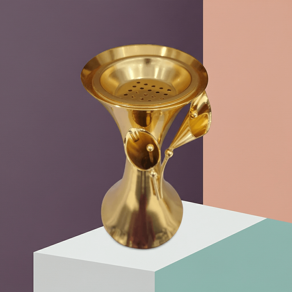 Sada Metal Burner Gold Finish 10x18cm Elegant Incense Bakhoor Holder for Home (1)