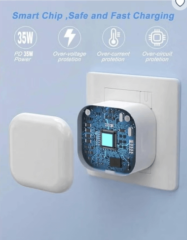 DOLF 35W Quick Charger USB-C, Adapter with USB C to USB C Data Cable Power Cable (2) DOLF 35W Quick Charger USB-C, Adapter with USB C to USB C Data Cable Power Cable