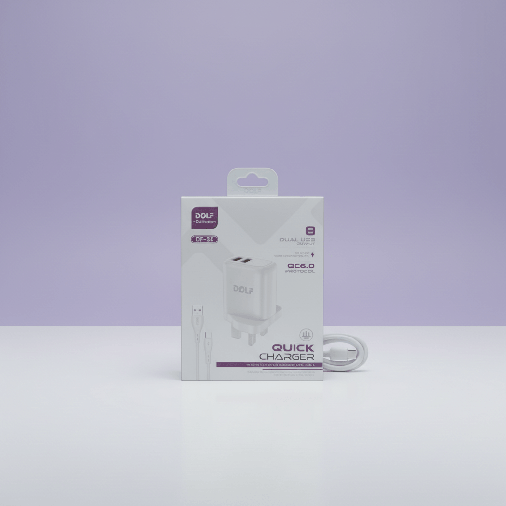 DOLF California DF-34 Quick Charger, Dual USB Output, QC6.0 Protocol,