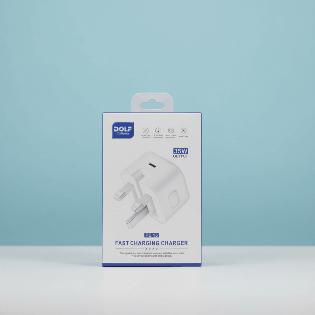 DOLF California PD 16 Fast Charging Charger, 35W Output, USB-C, Smart Chip, Short Circuit Protection, White (2) DOLF California PD 16 Fast Charging Charger, 35W Output, USB-C, Smart Chip, Short Circuit Protection, White