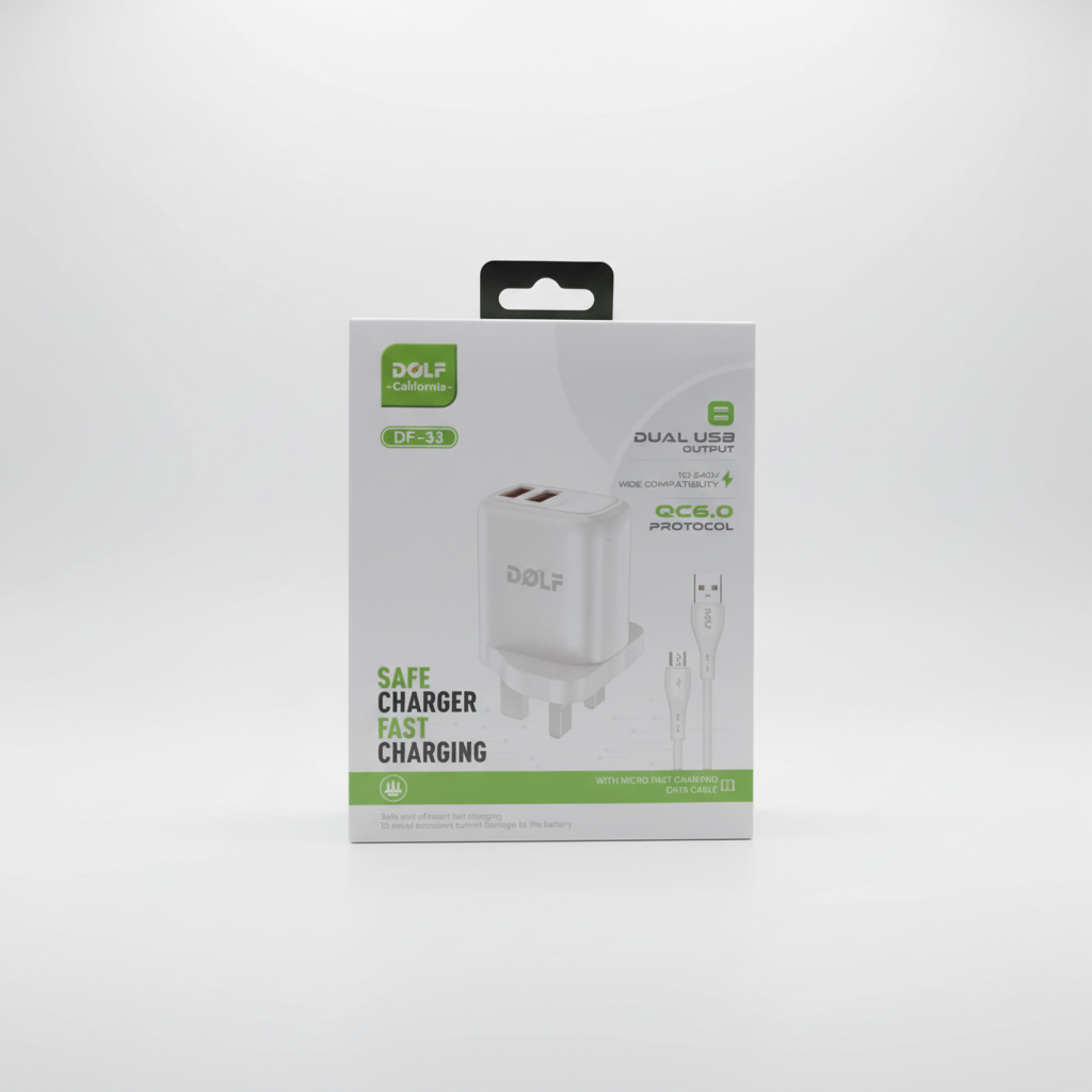 DOLF DF-33 Fast Charger, Dual USB Output, QC6.0 Protocol,