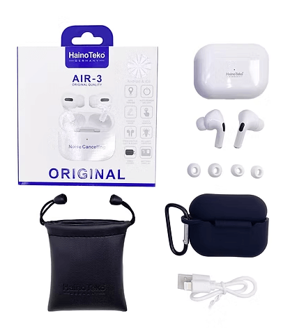 Haino Teko Air-3 Wireless Earbuds Deep Bass Bluetooth Earbuds Premium True Wireless Earbuds Air-3 Bluetooth Earbuds with Mic Wireless Earbuds with Charging Case