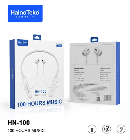 Haino Teko Germany HN100 Wireless Neckband Earphones, with Deep Bass, Long Battery, and Bluetooth Connectivity