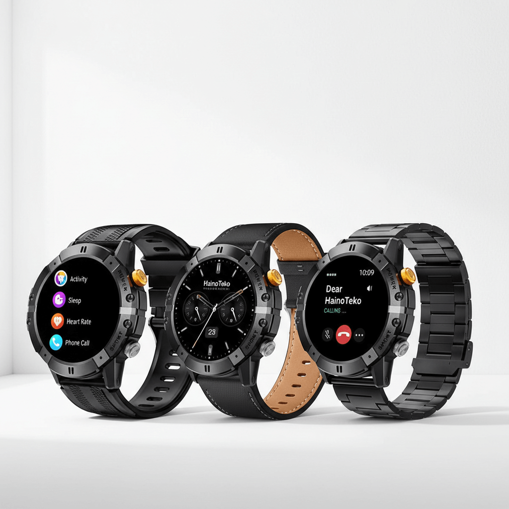 Haino Teko Germany RW-58, Waterproof HD IPS AMOLED BT Call 3 Pairs Strap (1)