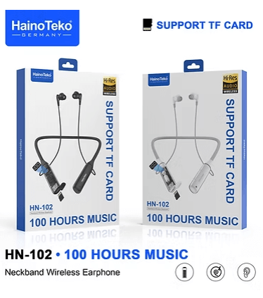 HainoTeko HN-102 Neckband Wireless Earphones with TF Card Support Hi-Res Audio Up to 100 Hours Music Playback and Microphone (5)