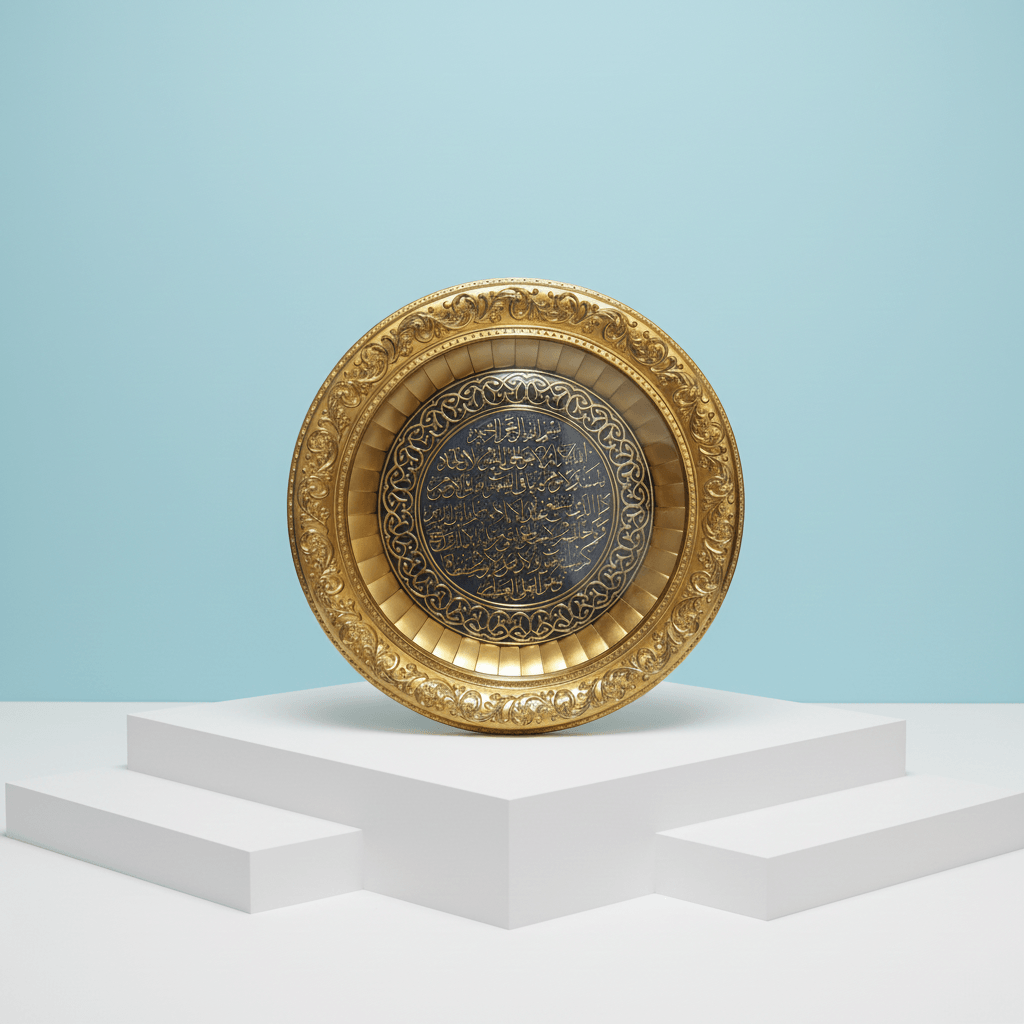 Wall Islamic Surah Ayatul Kursi Black, Plastic, with Stand, Hanging Keyhole Mount