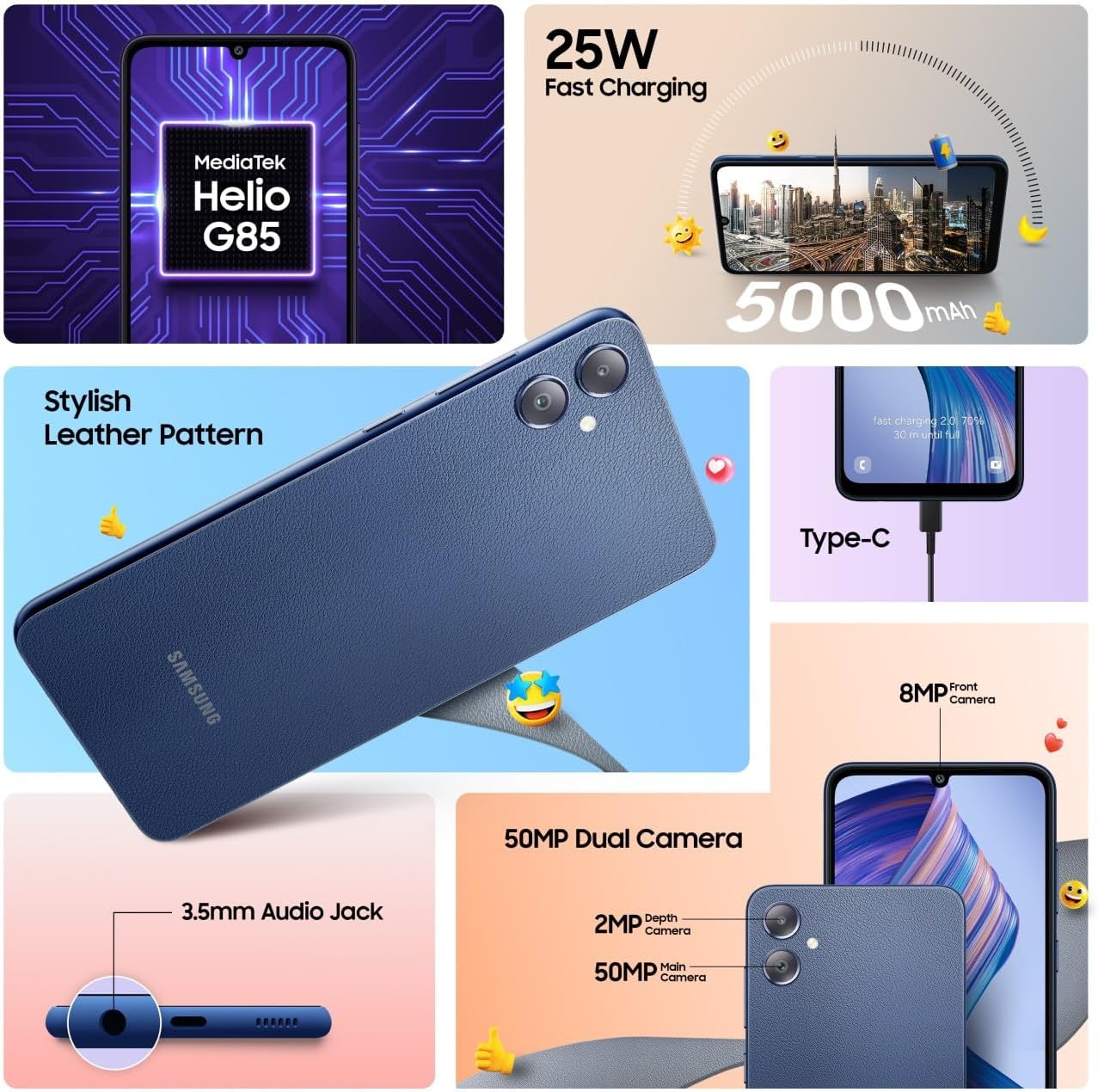 Samsung Galaxy F05 Twilight Blue Smartphone 4GB RAM 64GB Storage, 50MP Camera 5000mAh Battery