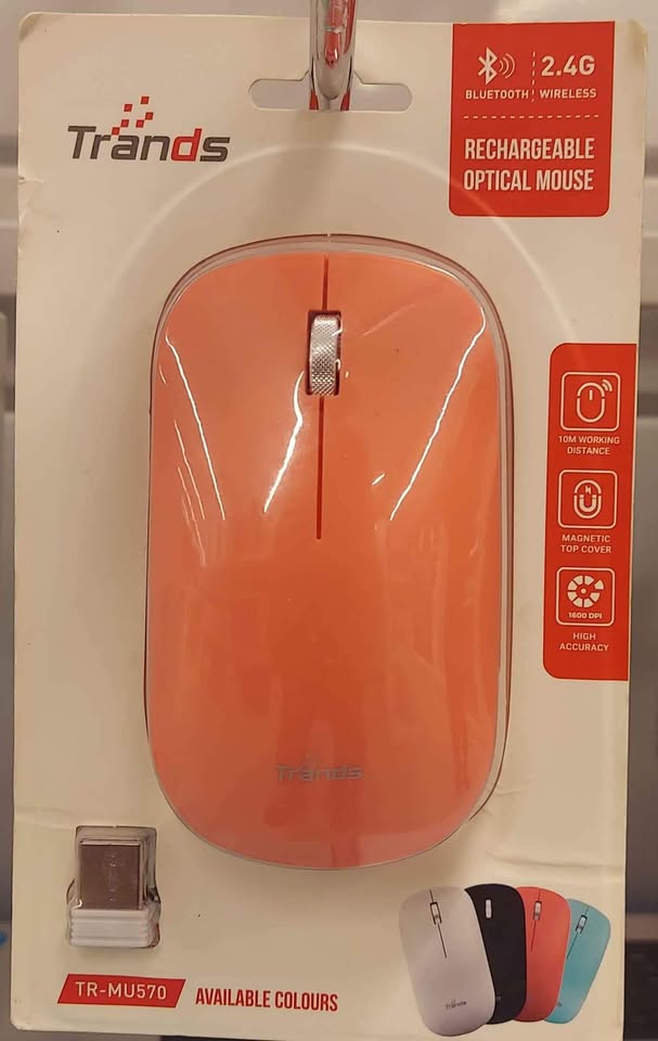 TRANDS Rechargeable Optical Bluetooth 2.4G Wireless Mouse, with Silent Click Ergonomic Design for Laptop PC (2)