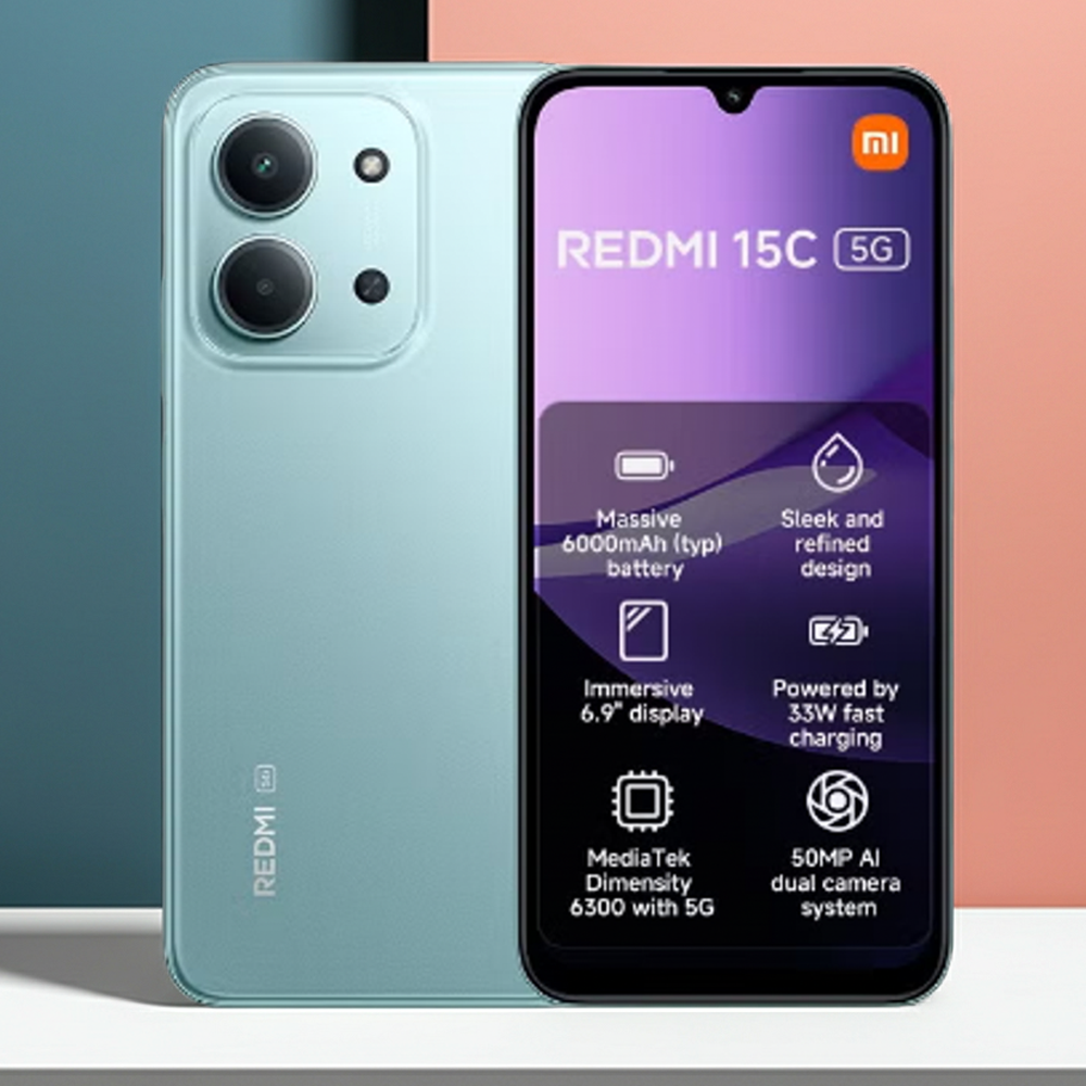 iaomi Redmi 15C 5G Dual SIM Mint Green Smartphone 4GB RAM 128GB, Storage
