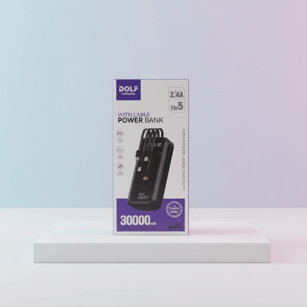 DOLF California Power Bank with Built-in Cable, 30000mAh, (2) DOLF California Power Bank with Built-in Cable, 30000mAh