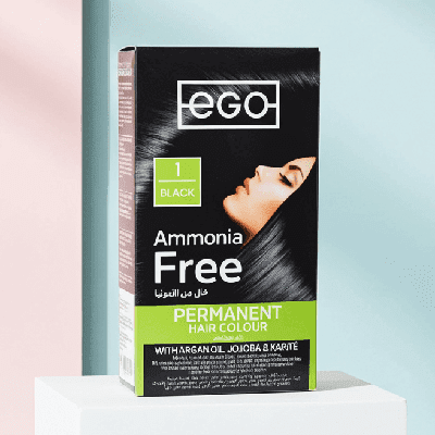 Ego Permanent Hair Colour, Black (Shade 1), Ammonia Free, with Argan Oil, Jojoba & Karité