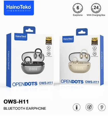 Haino Teko Germany OWS-11 Bluetooth Earphone, Wireless Open-Ear Headset with Mic, HD Sound, Comfortable Fit for Android, iOS, Laptop
